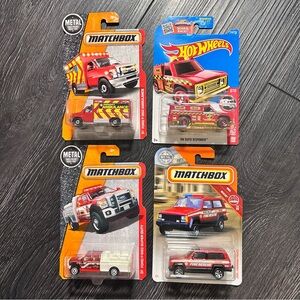 Matchbox and Hot Wheels Emergency Vehicle Set of 4 - Fire and Rescue